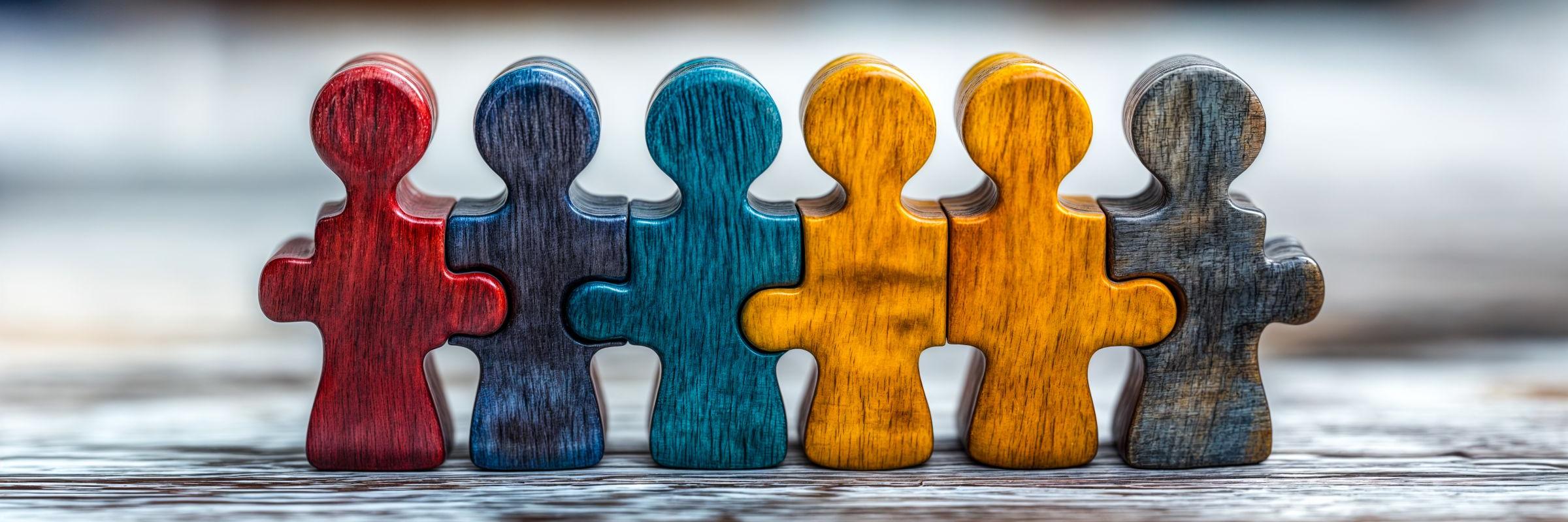 Puzzle Figuren in bunter Reihe