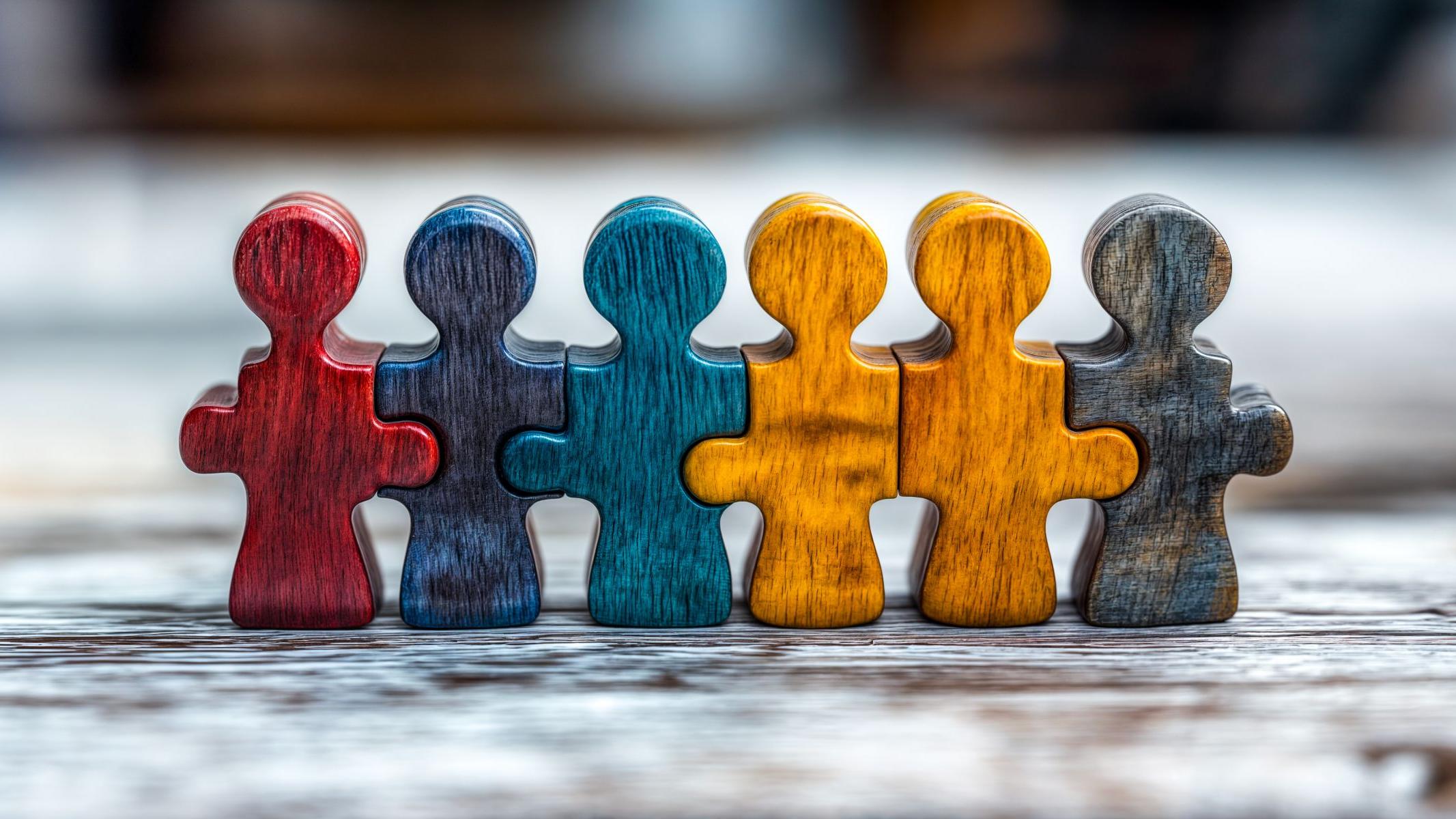 Puzzle Figuren in bunter Reihe