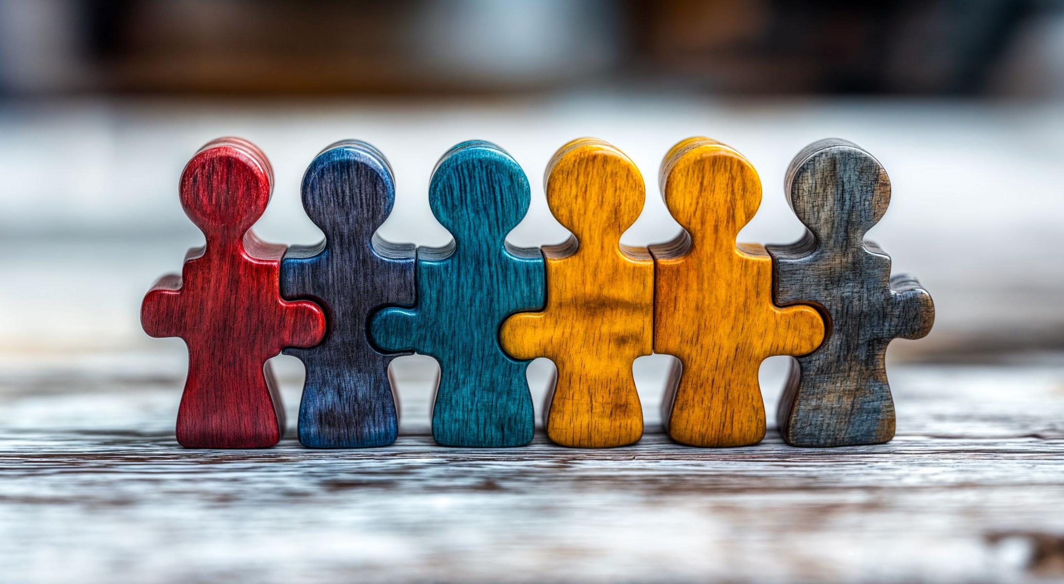 Puzzle Figuren in bunter Reihe