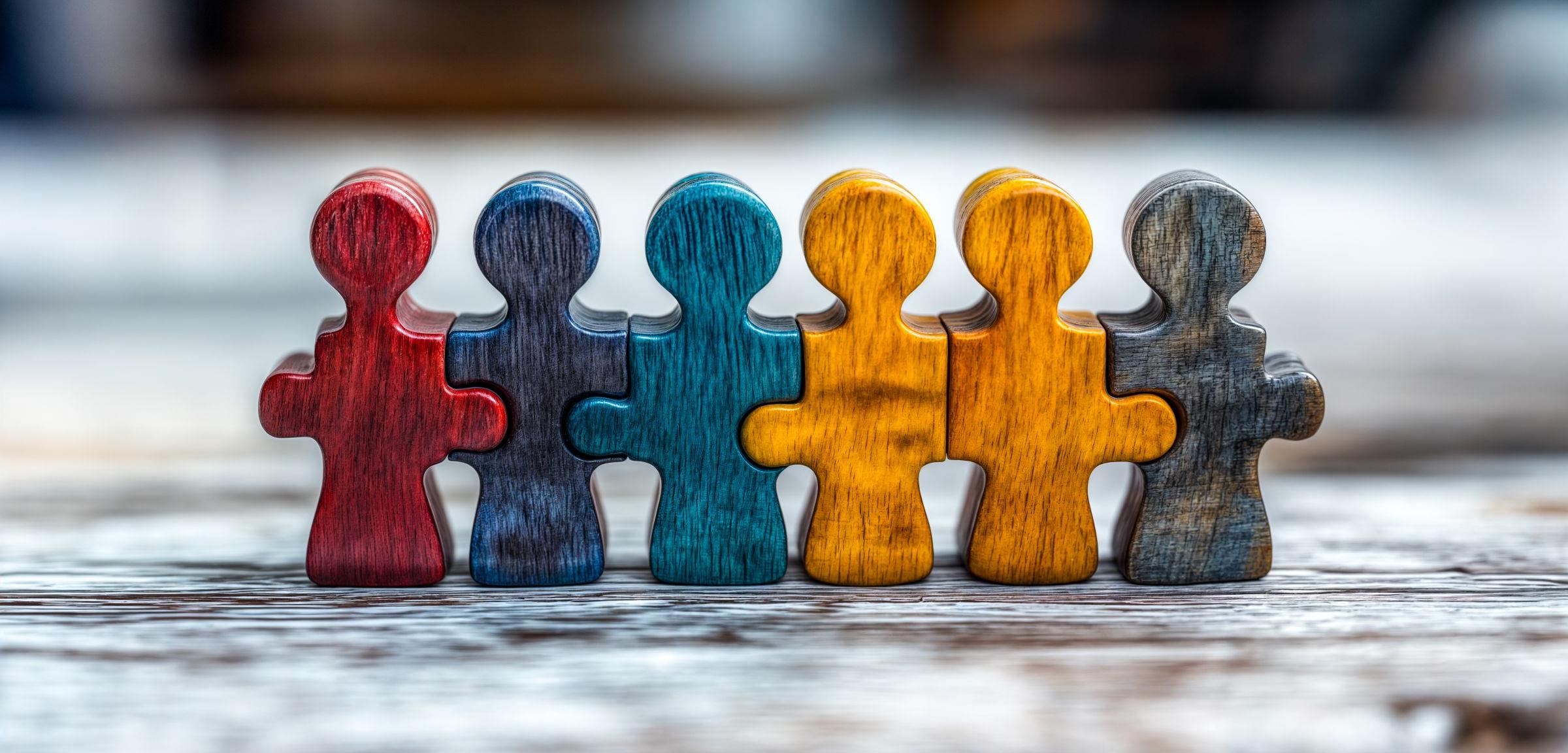 Puzzle Figuren in bunter Reihe