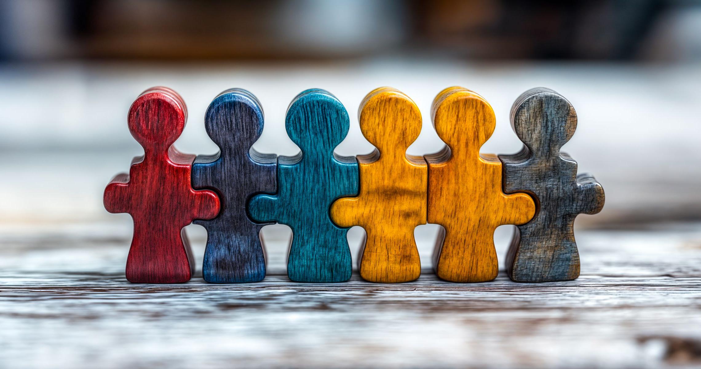 Puzzle Figuren in bunter Reihe