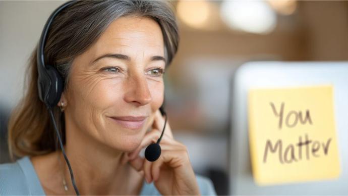 freundliche Frau am Telefon
