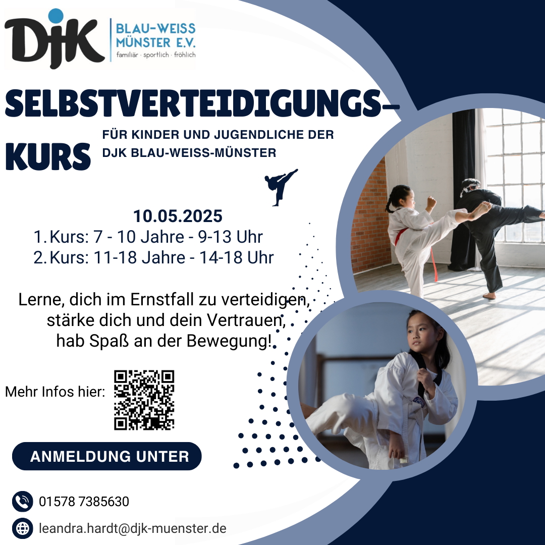 Selbstverteidigungskurs für Kinder und Jugendliche bei der DJK Blau-Weiß Münster e.V. (c) DJK Blau-Weiß Münster e.V.