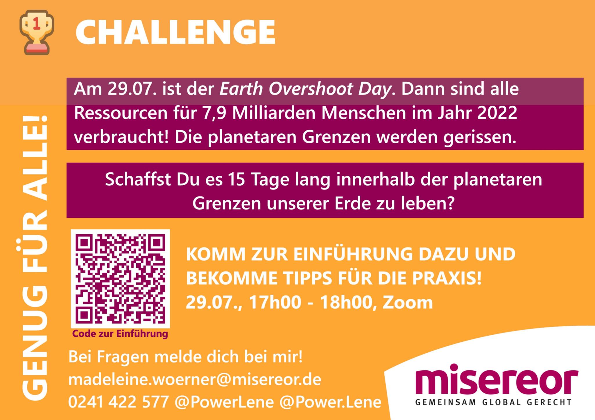 Misereor Aktion: Genug für alle - genug für mich