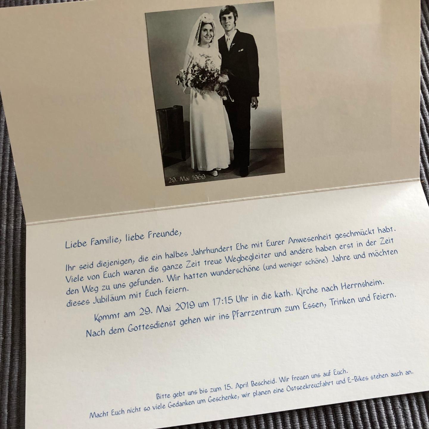 Birgit und Hubert sind seit 50 Jahren verheiratet
