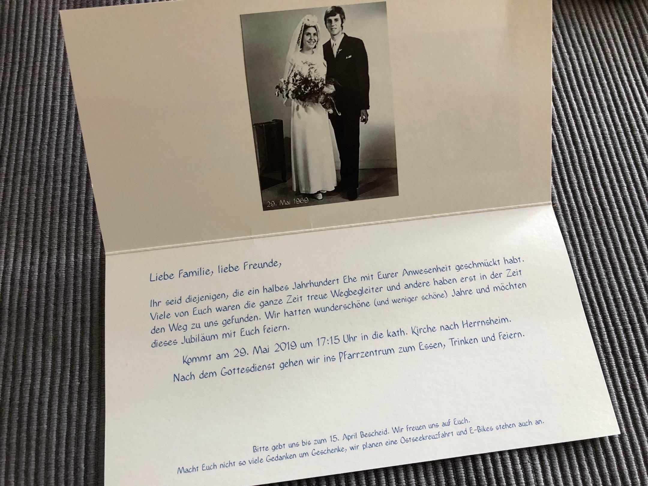Birgit und Hubert sind seit 50 Jahren verheiratet