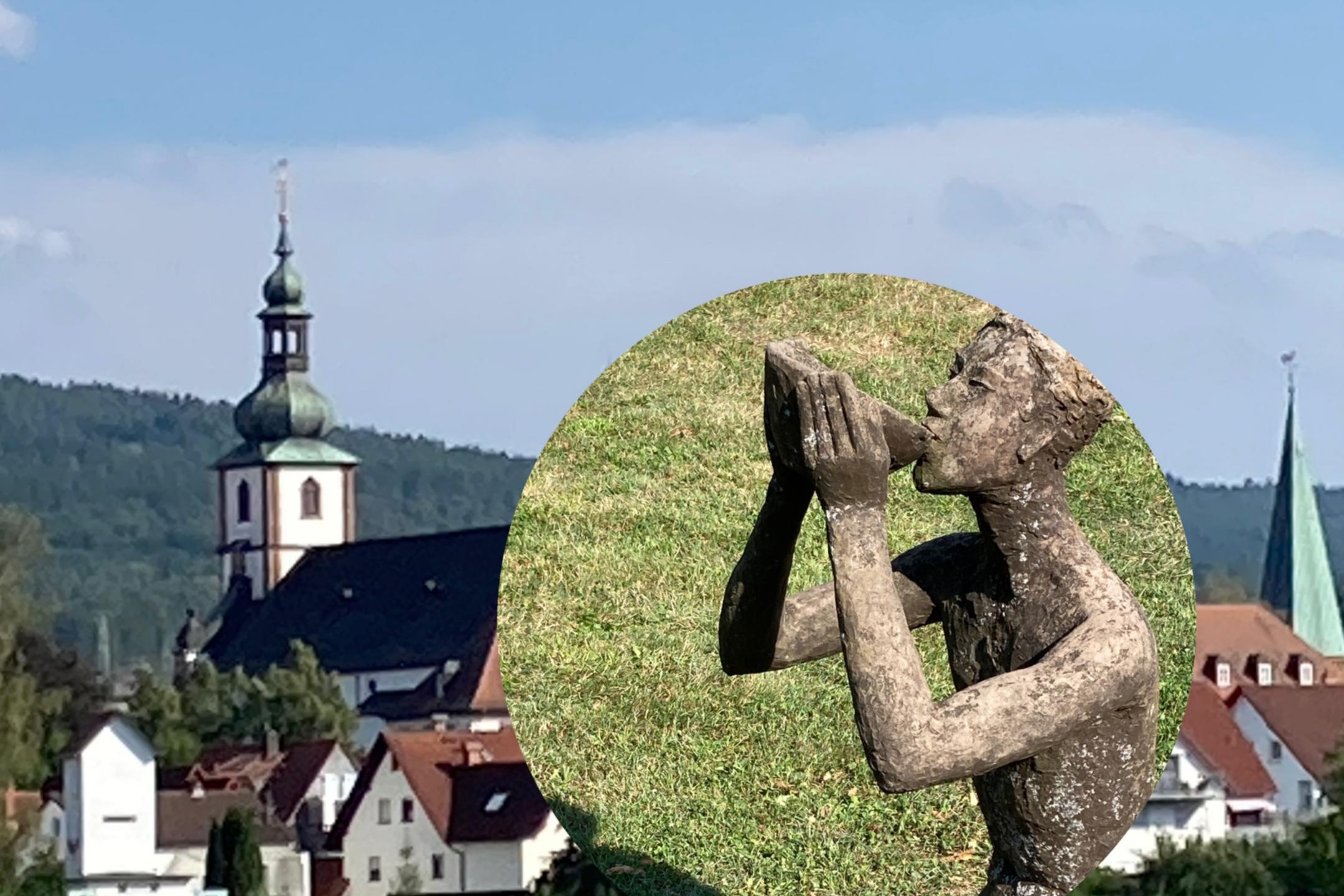 Exerzitienhaus und trinkender Mensch