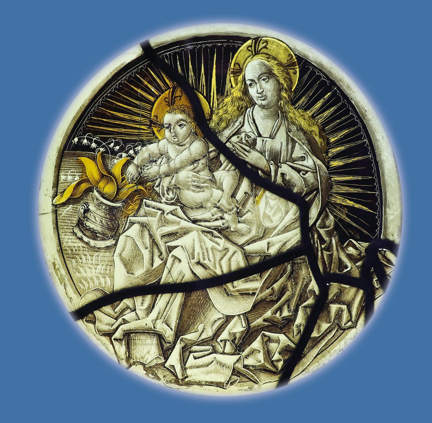 Glasmedaillon Maria mit Jesuskind ohne Beschriftung (c) Dommuseum Mainz
