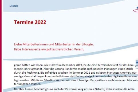 Brief Termine 2022 (c) Bistum Mainz