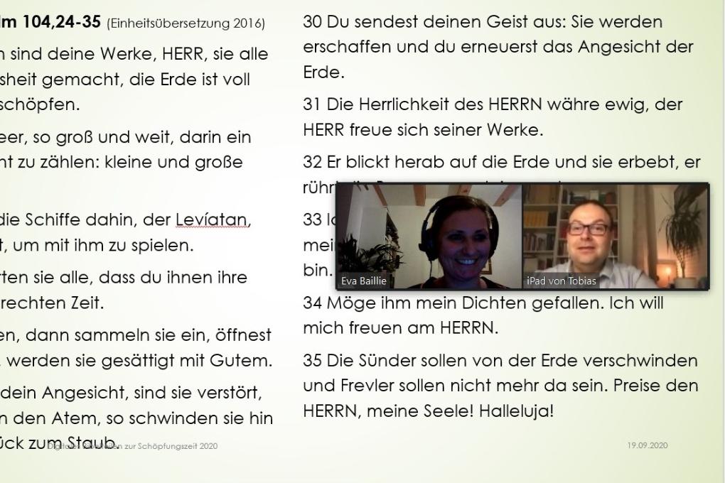 Screenshot Bibelteilen Schöpfungszeit 2020