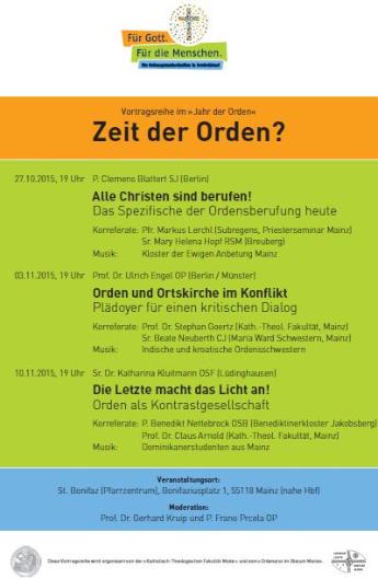 Vortragsreihe Jahr der Orden