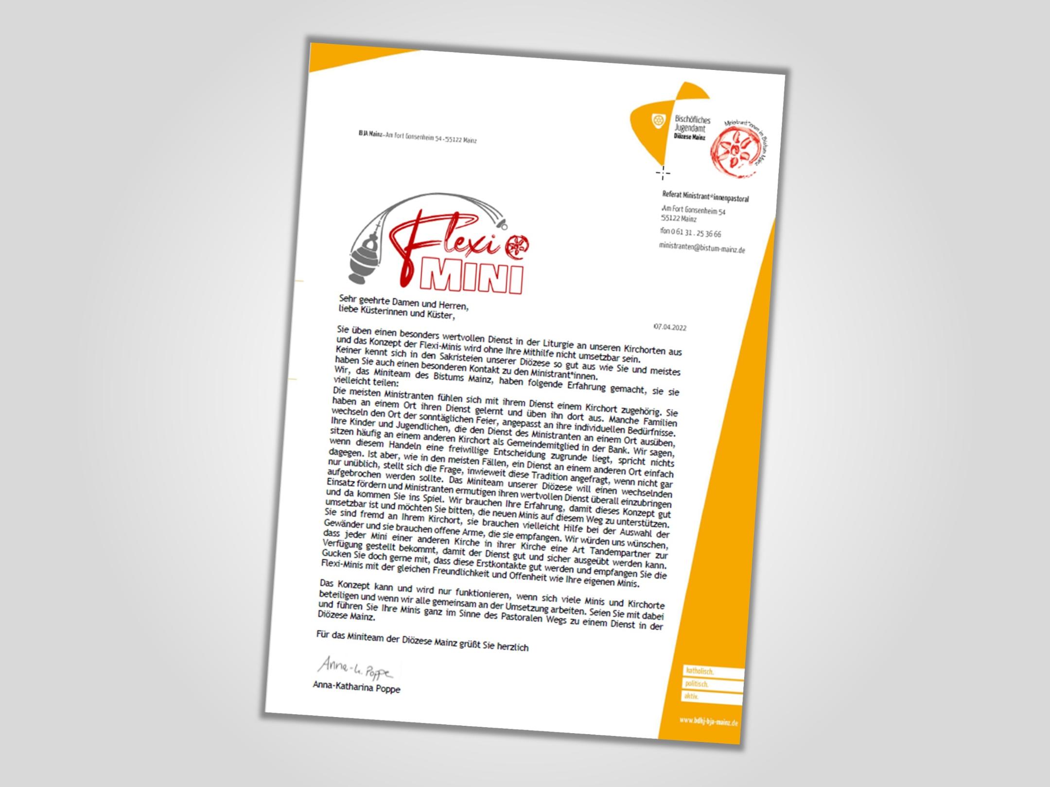 Beispiel Brief (c) Ref. Ministrant*innen, Bistum Mainz Beispiel Brief