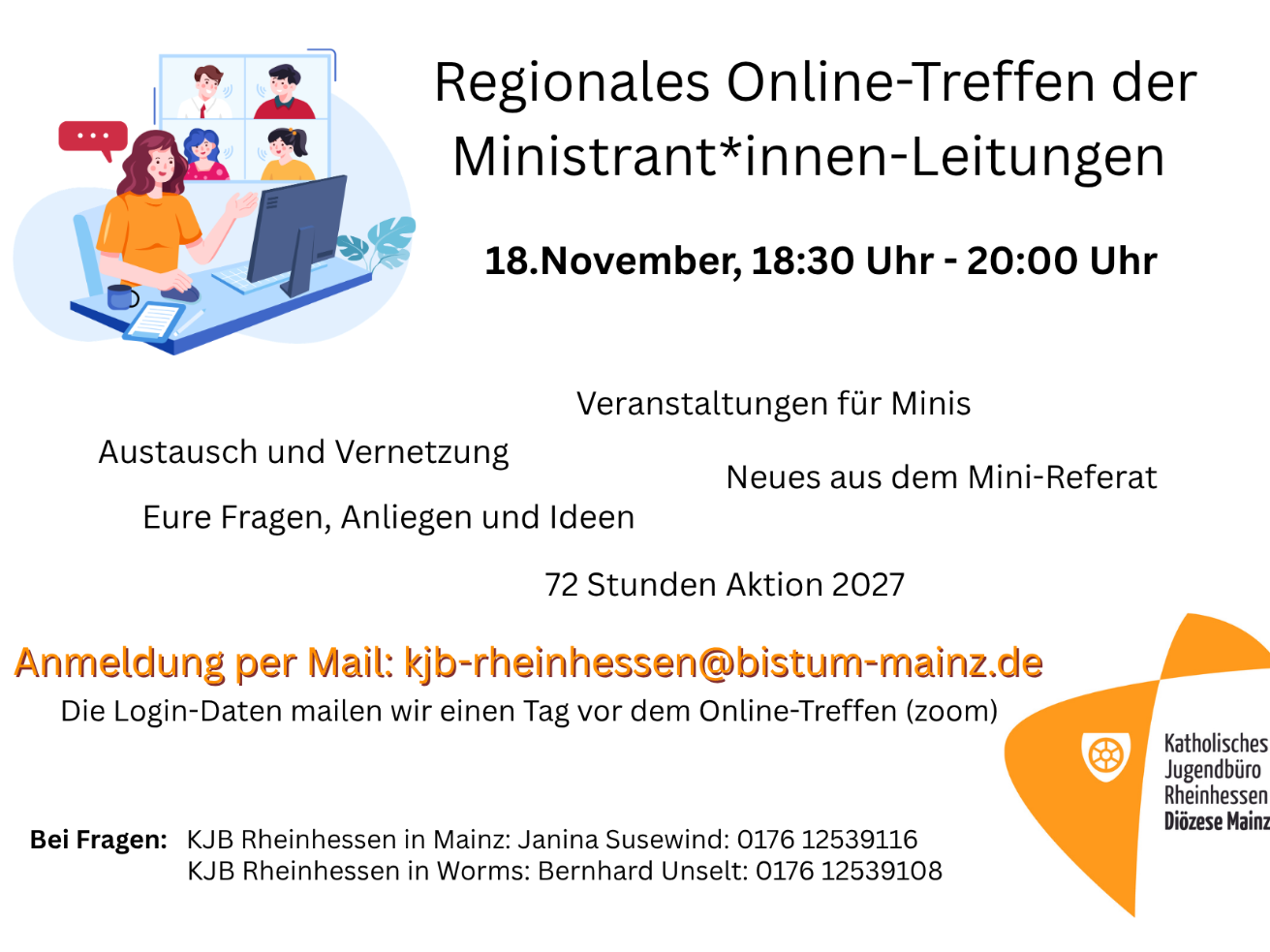 Regionales Online-Treffen der Ministrant*innen-Leitungen (c) KJB Rheinhessen Regionales Online-Treffen der Ministrant*innen-Leitungen