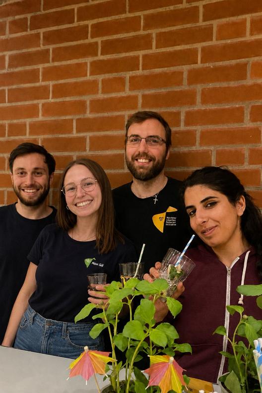 BDKJ-Bezirksvorstand Rheinhessen Nord 2026-2027: v.l.n.r. Christian, Franzi, Martin und Merna