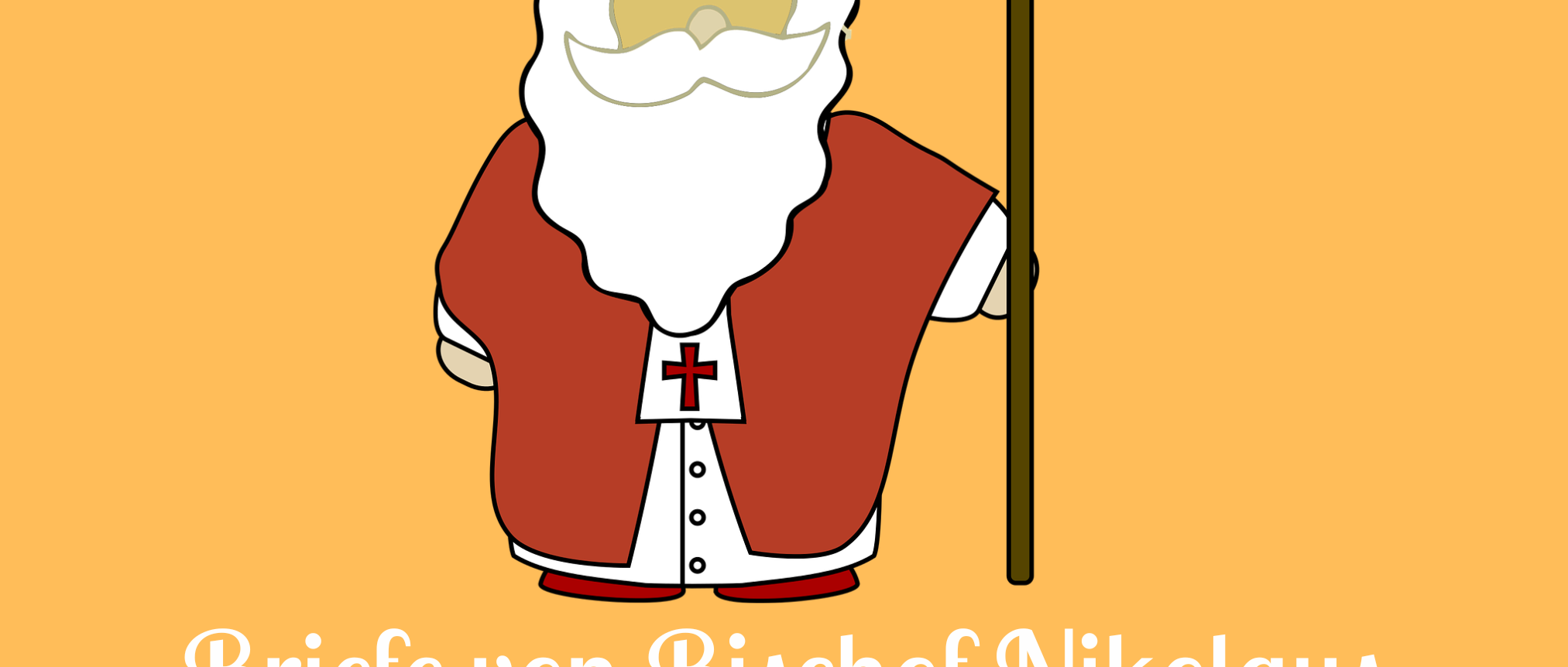 ein Nikolaus gemalt mit drei Briefumschlägen