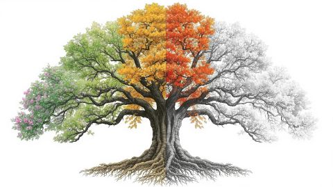 Ein Baum in vier Jahreszeiten