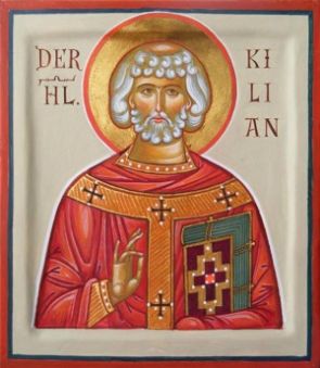 Ikone des hl. Kilian, geschrieben von Alexander Stoljarov (c)  https://www.orthpedia.de/index.php/Kilian_von_W%C3%BCrzburg
