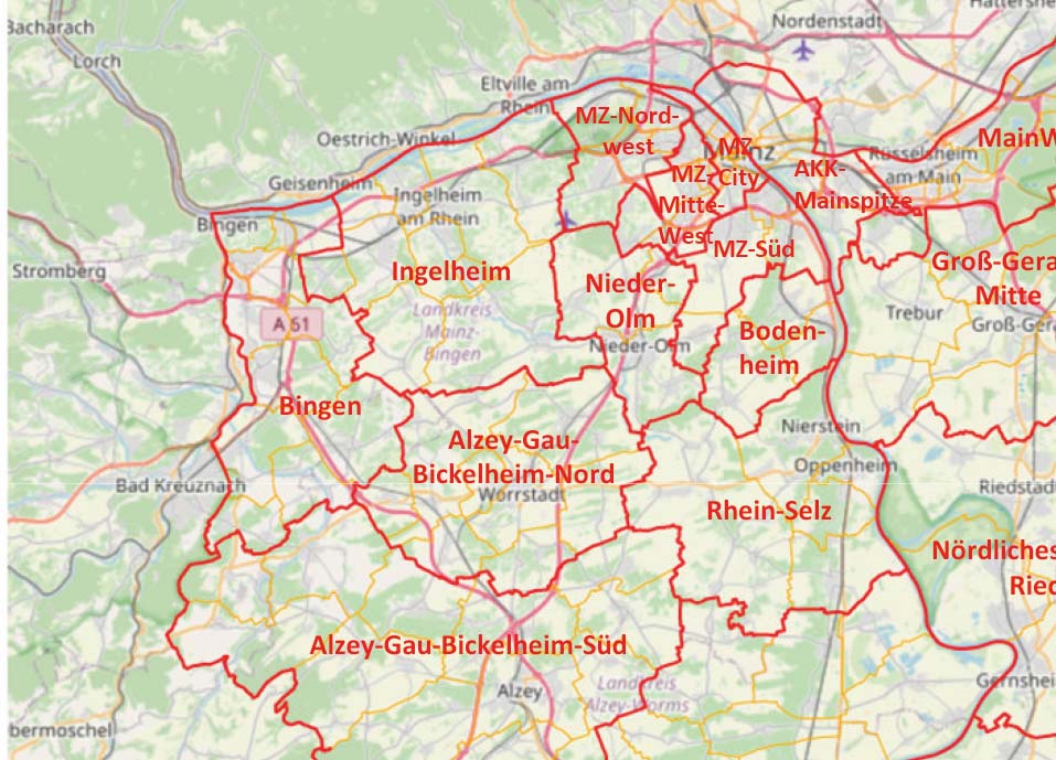 Auszug Pastoralraum-Karte (c) Bistum Mainz