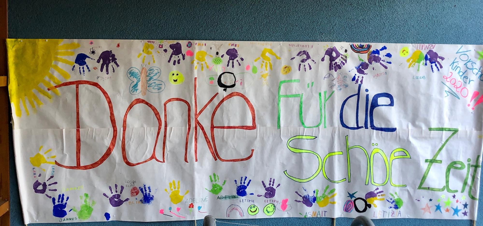 Plakat unserer Vorschulkinder zur Verabschiedung aus dem Kindergarten