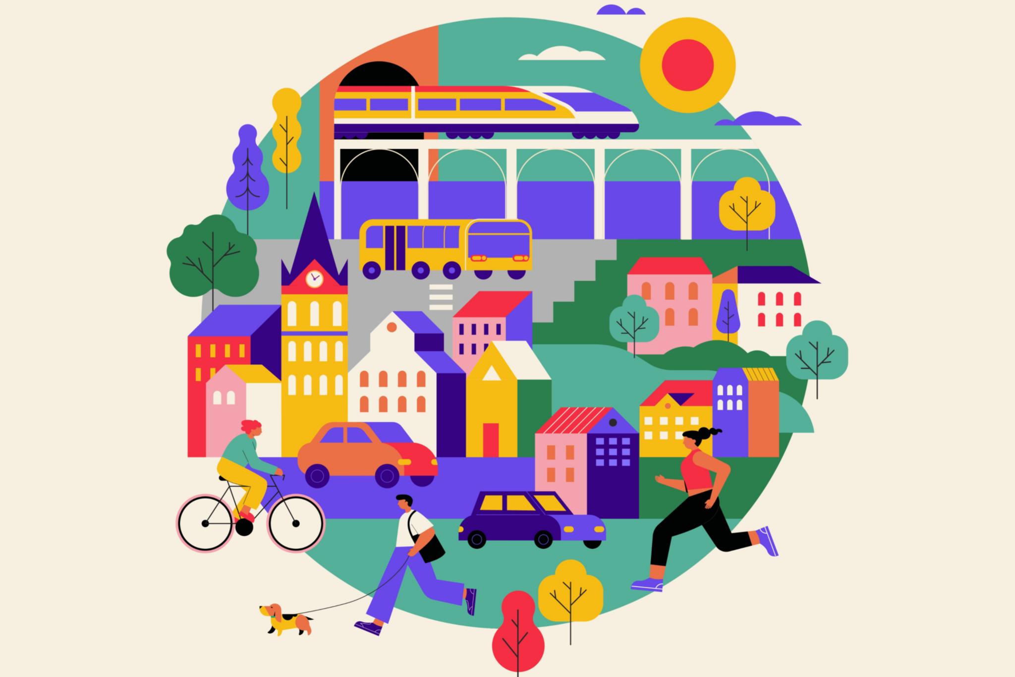 Illustration: Buntes Stadtleben