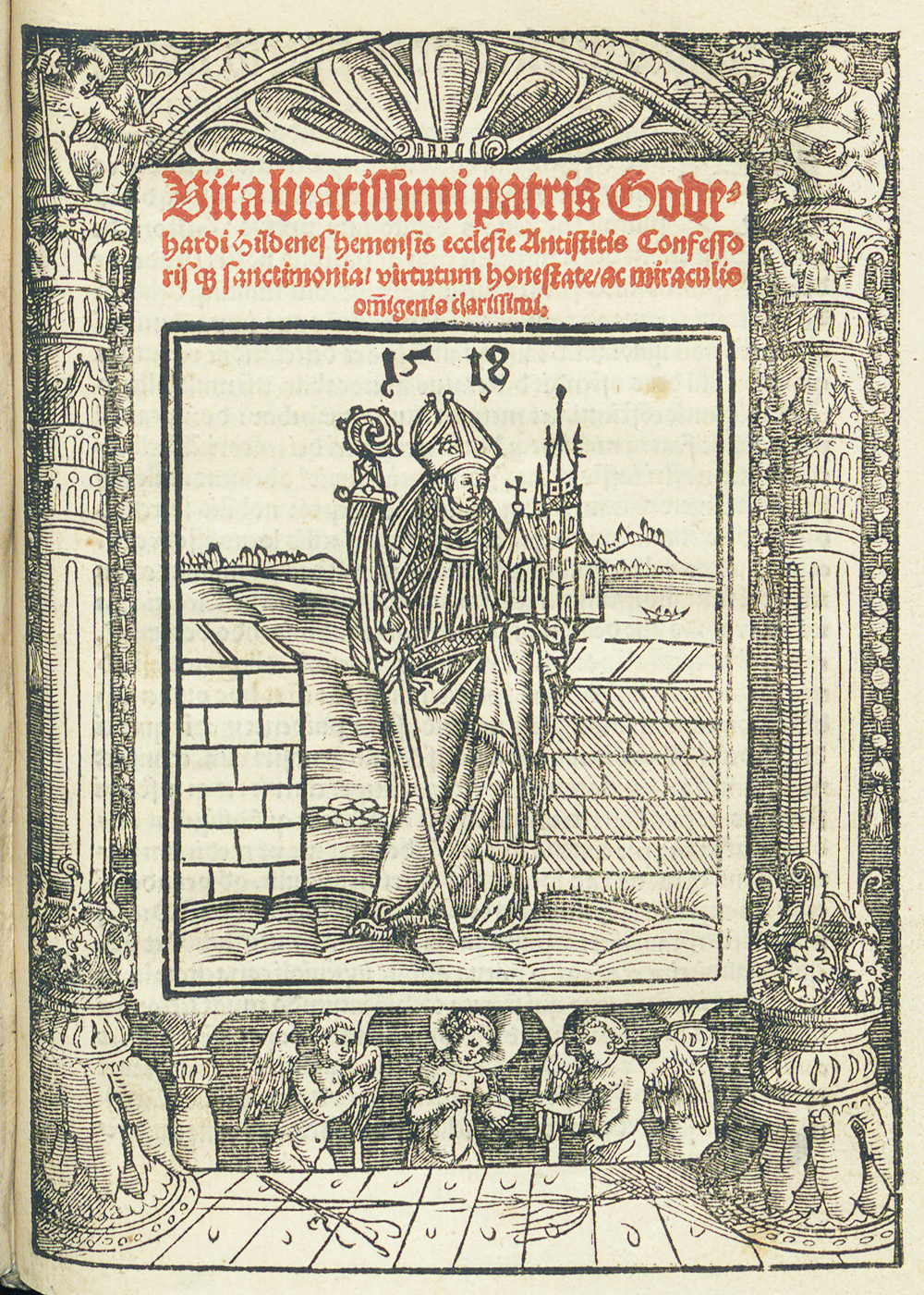 Der hl. Godehard, Holzschnitt von 1518 (c) Dombibliothek Hildesheim