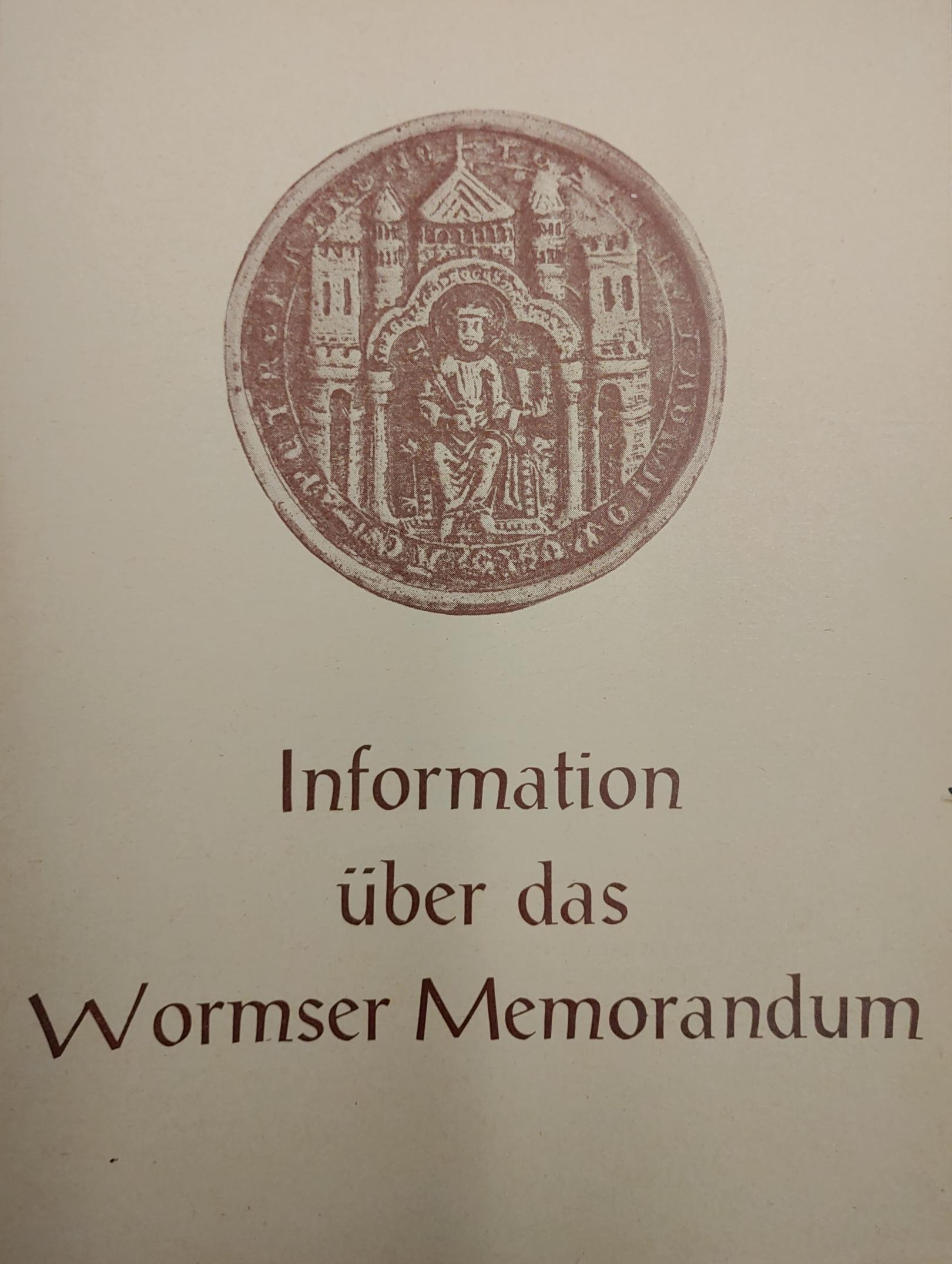 Informationsblatt zum Wormser Memorandum 1971 - Titelseite (c) Bistum Mainz / IMKG