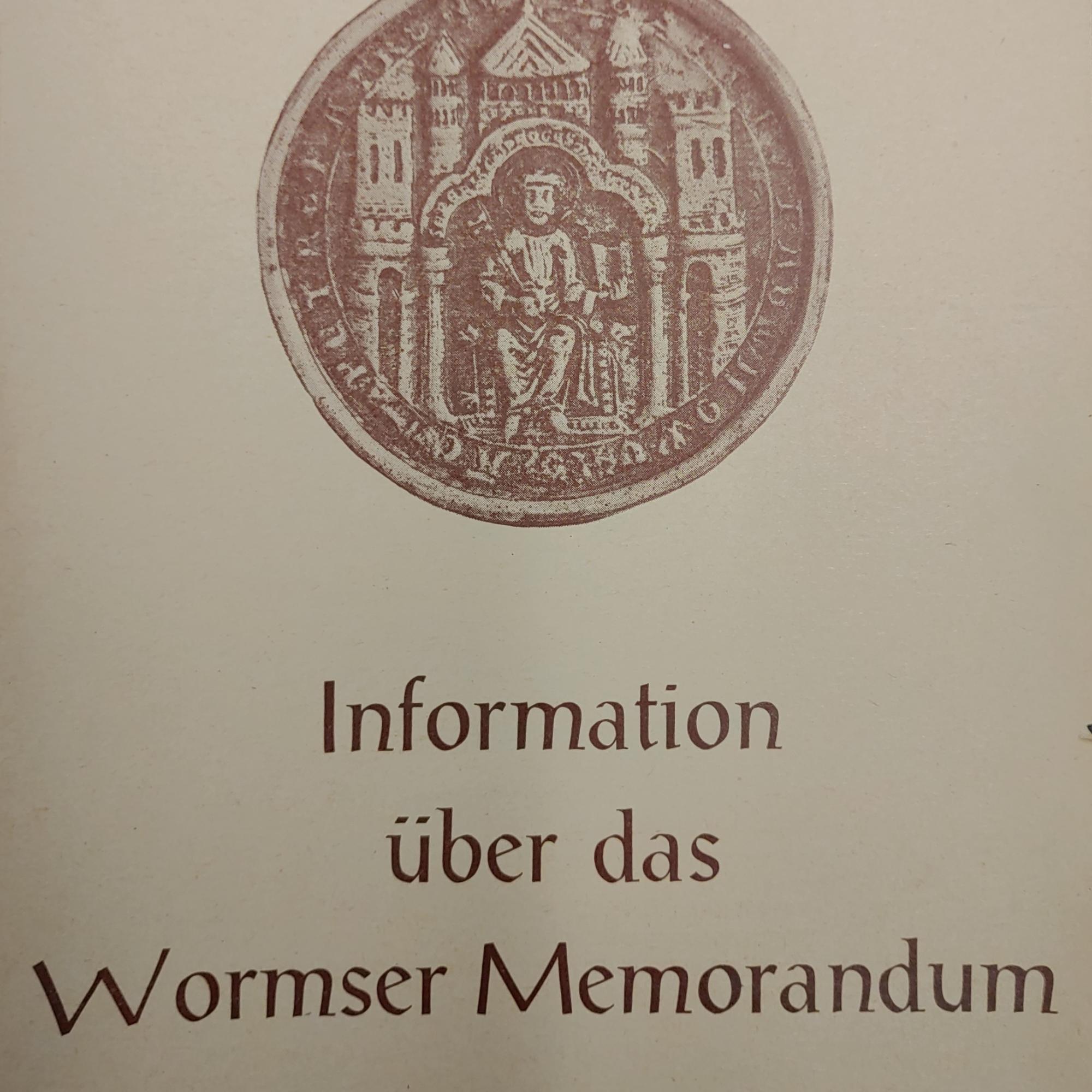 Informationsblatt zum Wormser Memorandum 1971 - Titelseite