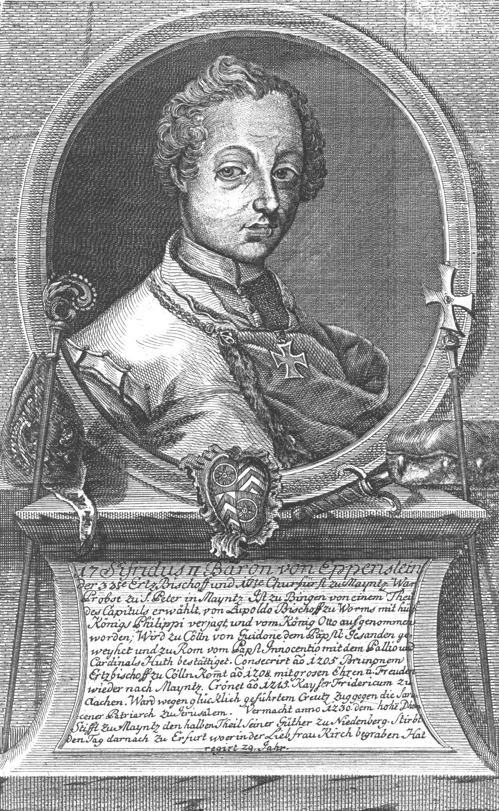 Siegfried II. von Eppstein, gezeichnet von Wilhelm Christian Rücker, ca. 1774 (c) Wilhelm Christian Rücker / IMKG