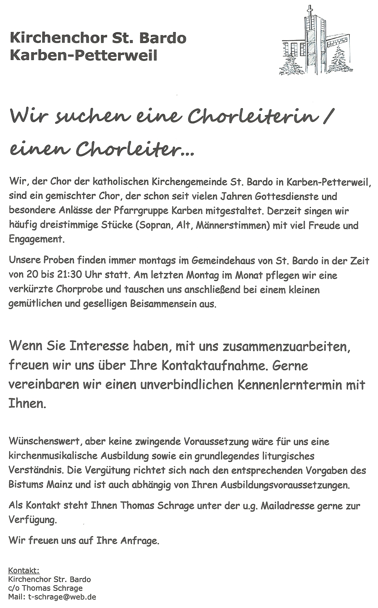 Chorleiter gesucht Karben-Petterweil (c) Bistum Mainz