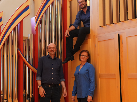 Die drei Gießener Organist:innen Sagorski, Koerber und Gilles