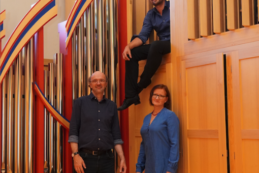 Die drei Gießener Organist:innen Sagorski, Koerber und Gilles