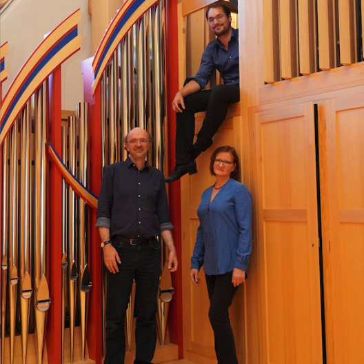 Die drei Gießener Organist:innen Sagorski, Koerber und Gilles
