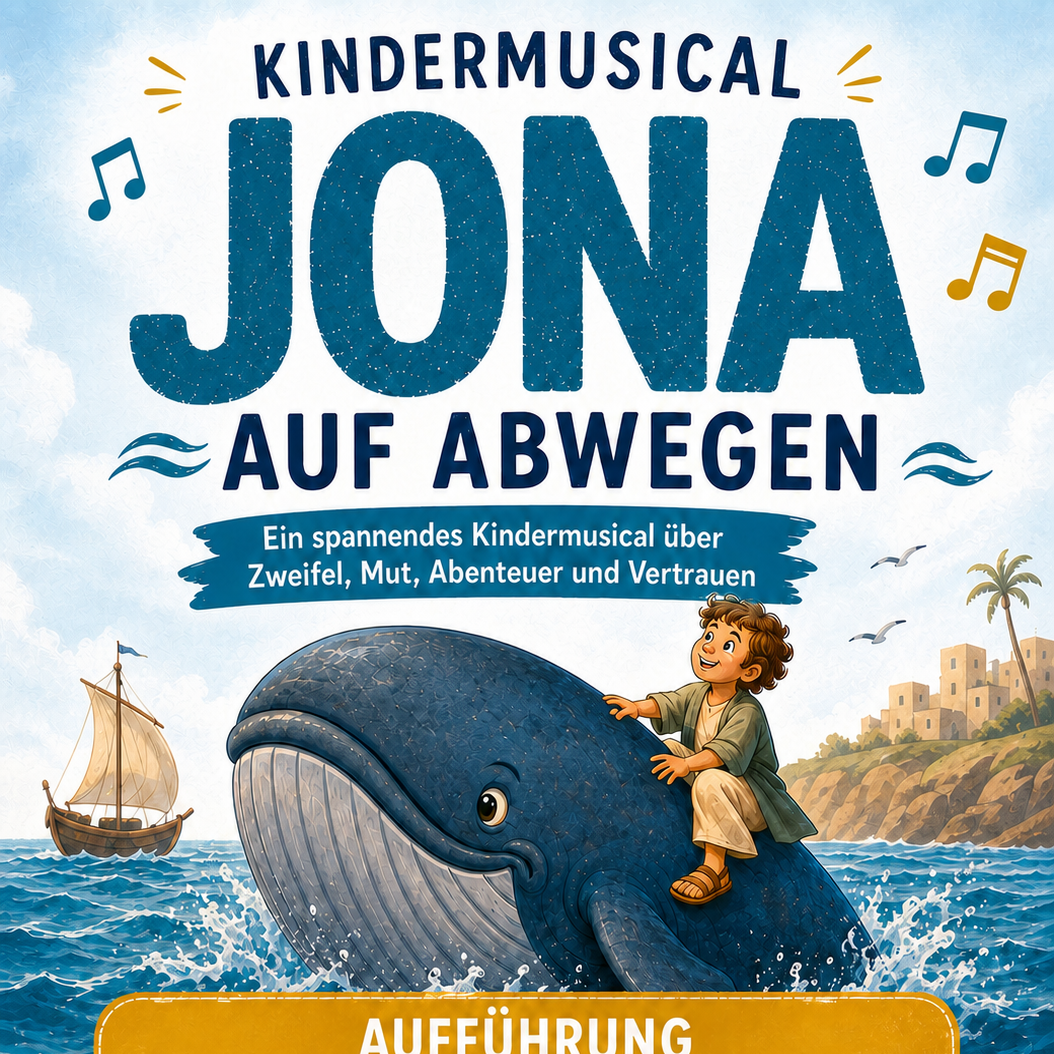 Konzertplakat Kinder-Musical 'Jona auf Abwegen'
