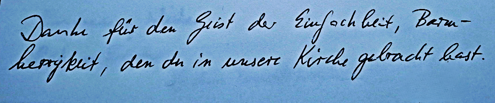 Zitat Kondolenzbuch 2 (c) aus dem Mainzer Kondolenzbuch für Papst Franziskus