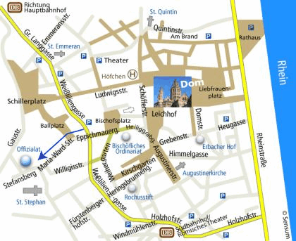 Karte Mainz Innenstadt für Offizialat (c) Sensum,. Wiesbaden