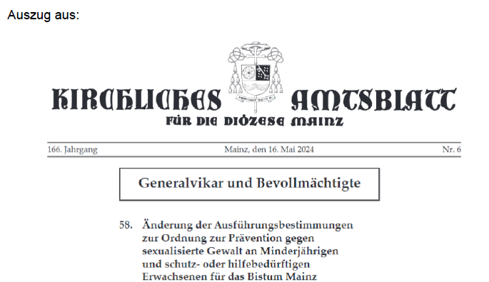 Änderung der Ausführungsbestimmungen (Amtsblatt 16 .Mai 2024) (c) Bistum Mainz