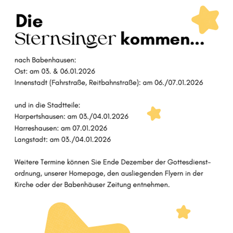 Sternsinger-Termine 2026