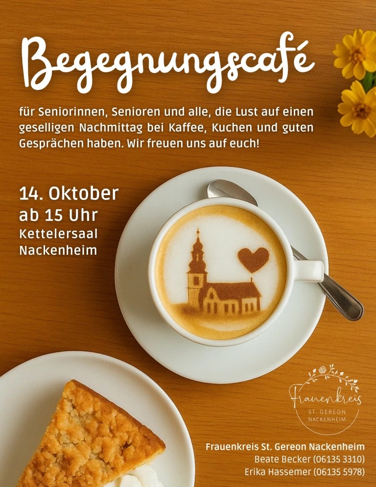 Plakat zum Begegnungscafé am 14.10.2026 ab 15 Uhr