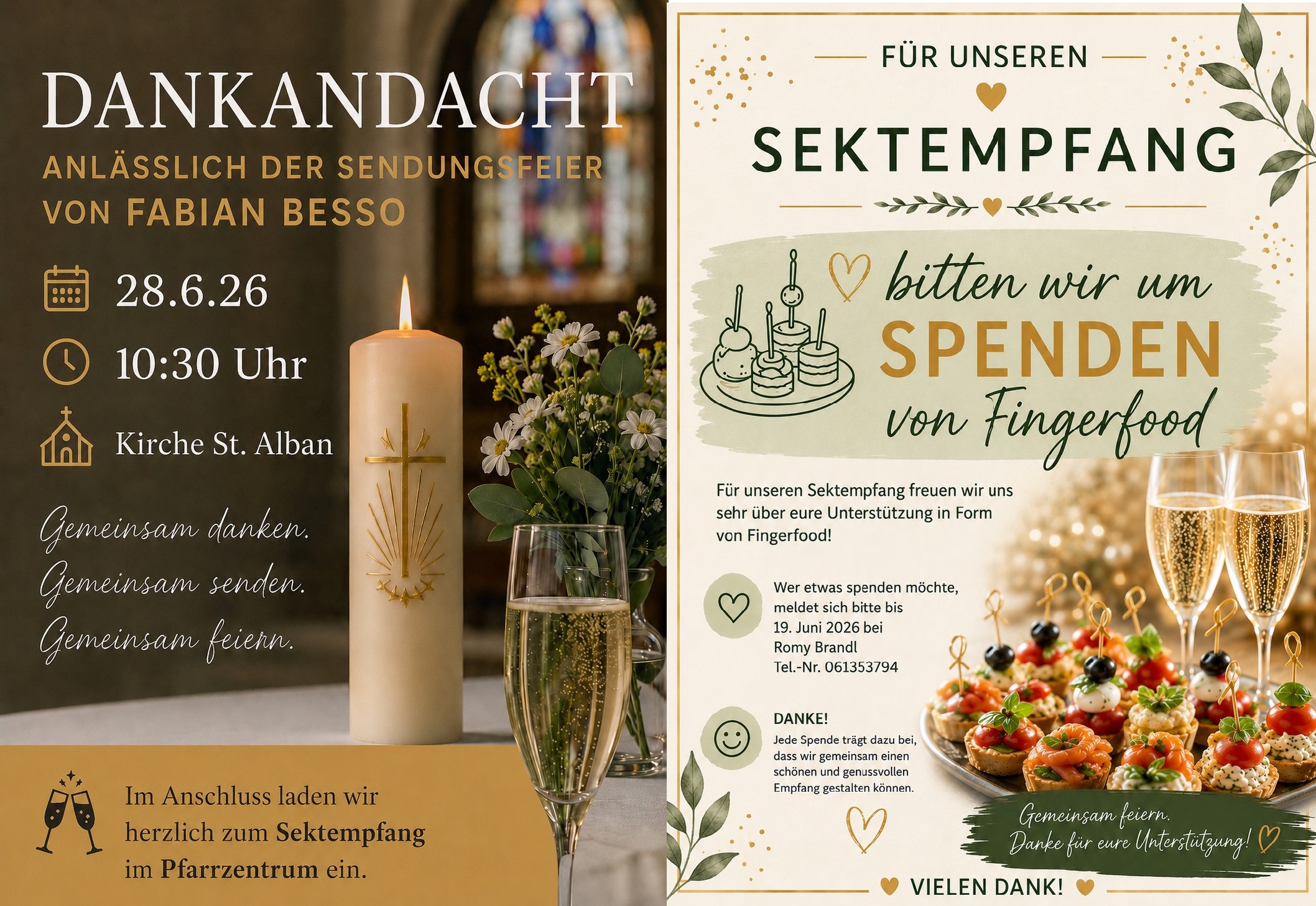 Dankandacht und Sektempfang