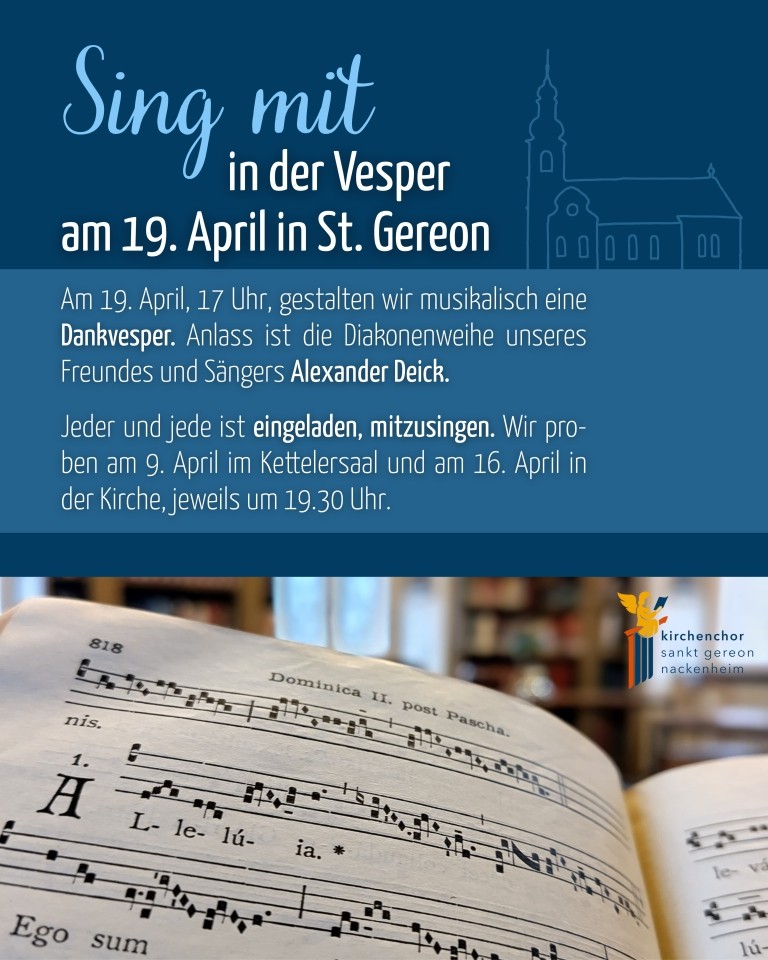 Aufruf zum Mitsingen bei der Vesper von Diakon Alexander Deick