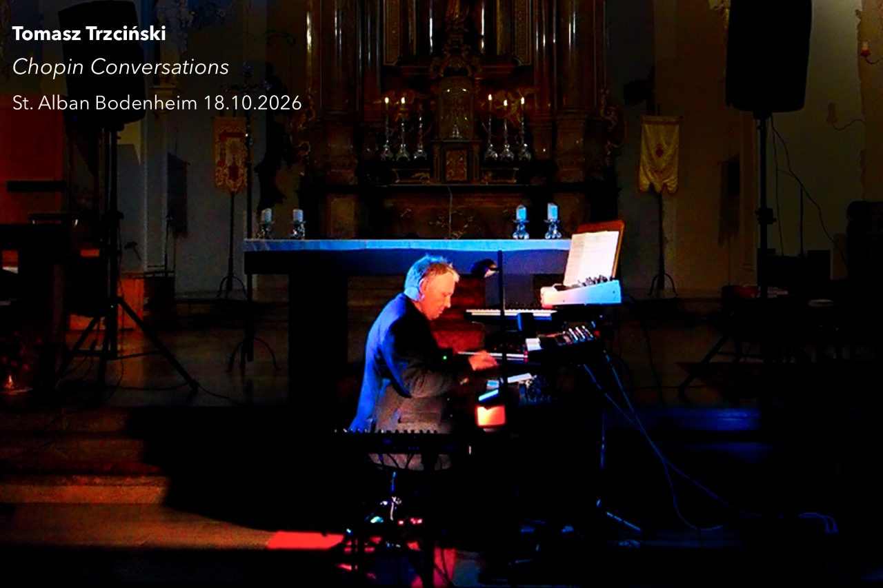 T. Trzcinski beim Konzert in St. Alban an seinen Instrumenten