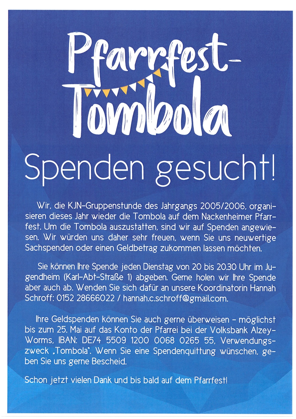 Pfarrfest Nackenheim 2026 Tombola
