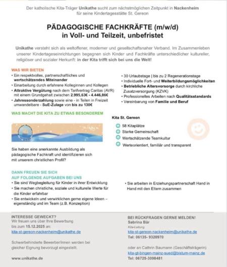 Stellenausschreibung Kita Na