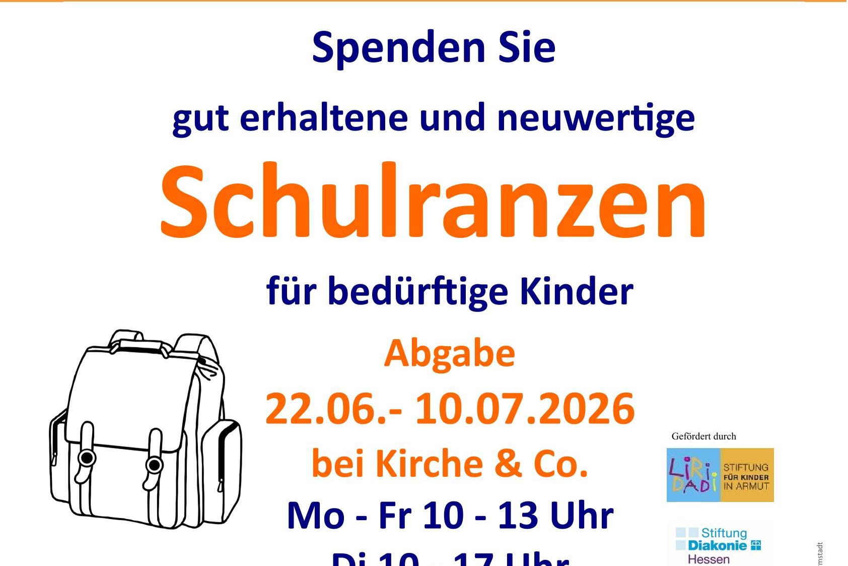 2026 Schulranzen spenden Plakat