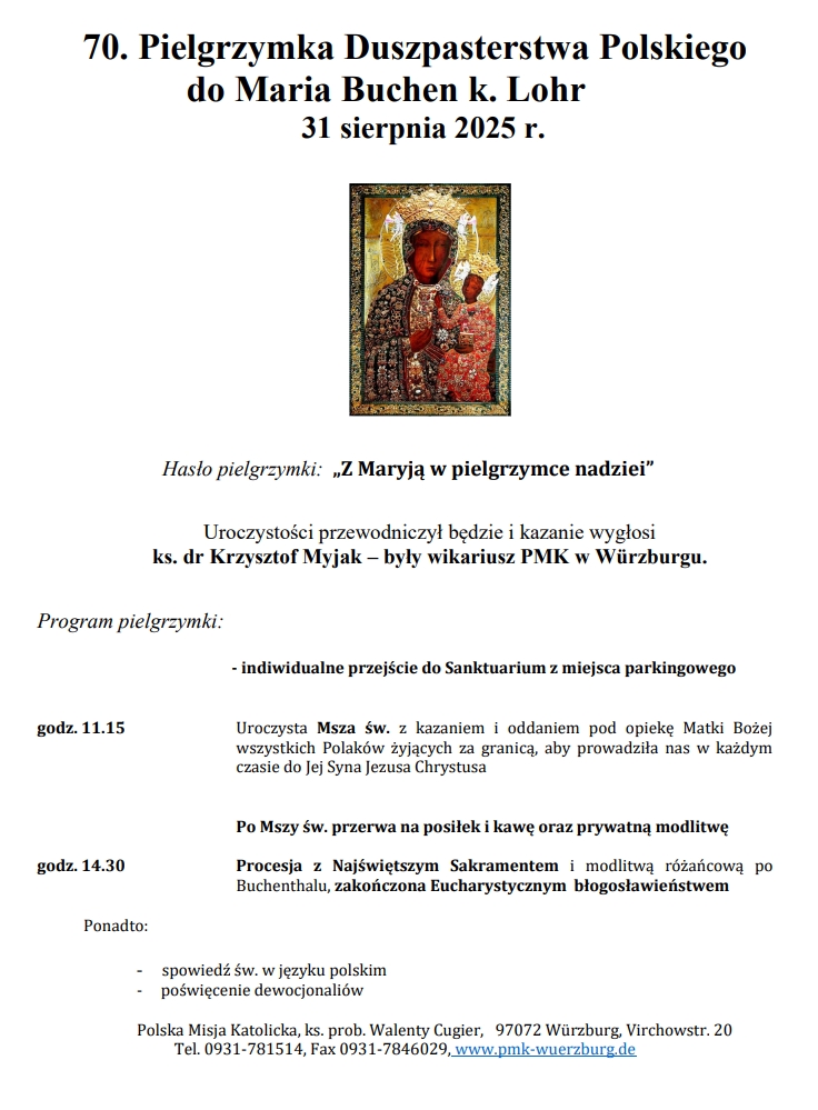 pielgrzymka maria buchen sierpień