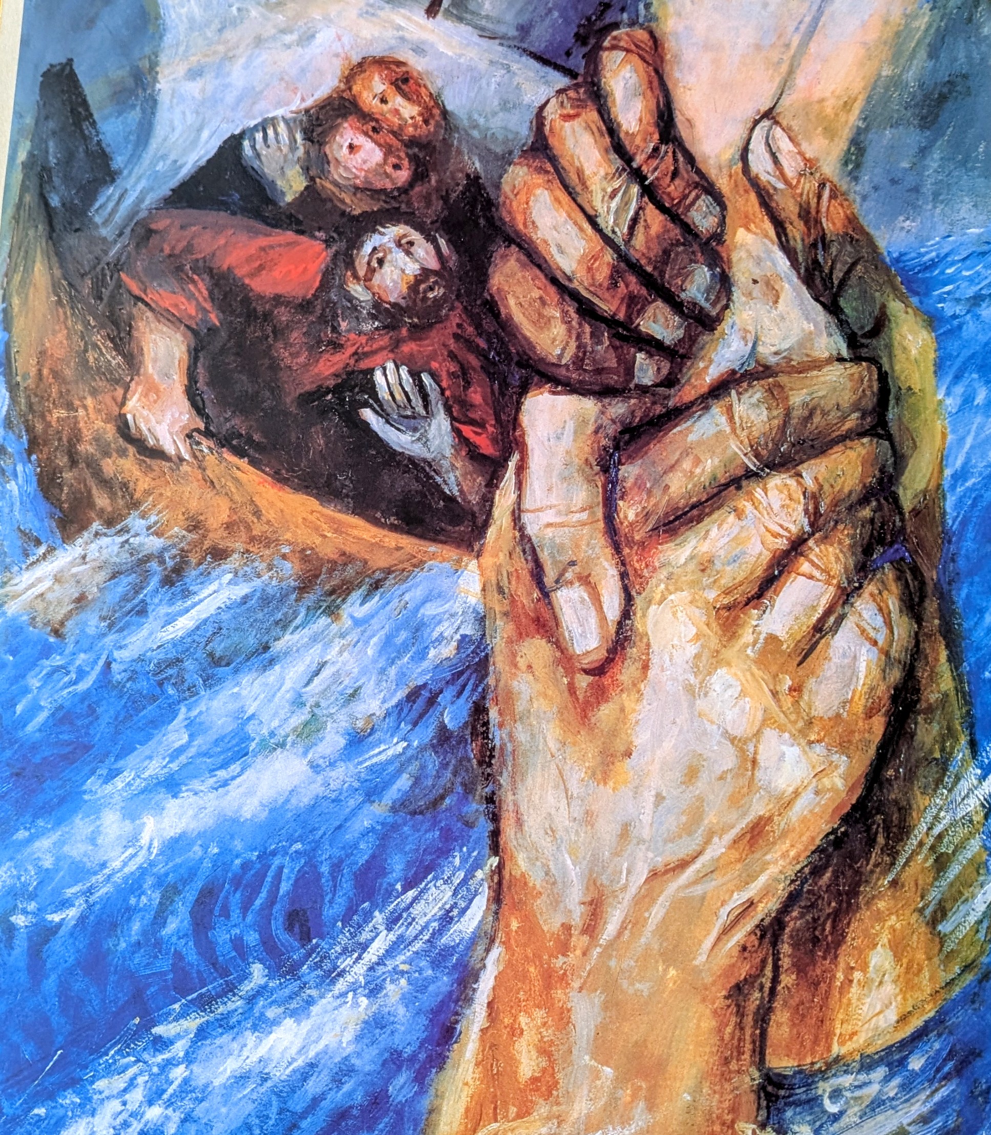 Bild von Sieger Köder: Petrus schrie: Herr rette mich!