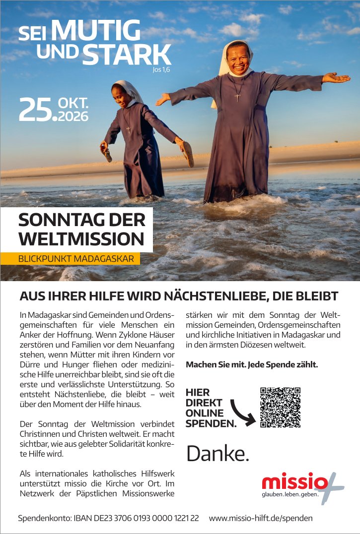Sonntag der Weltmission 2026 - Plakat mit Text