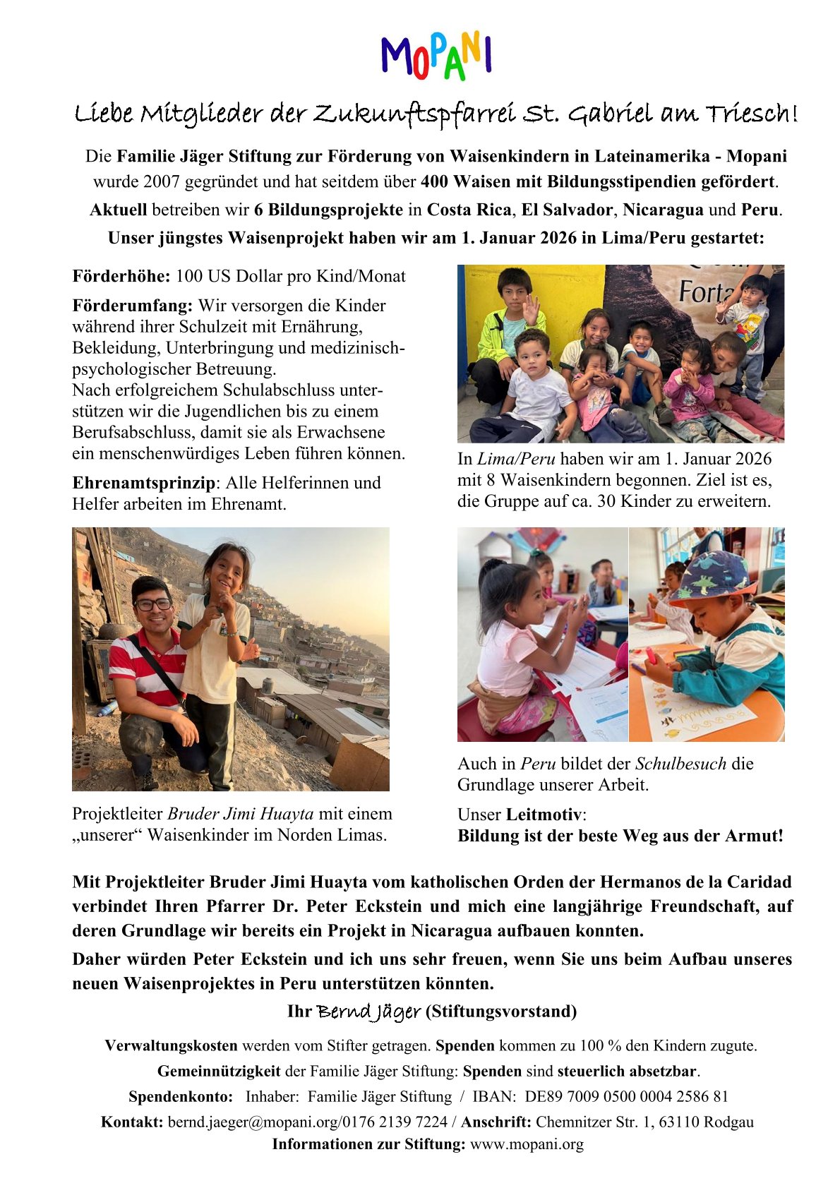 MOPANI Projektinfos - Geburtstag Pfarrer Eckstein
