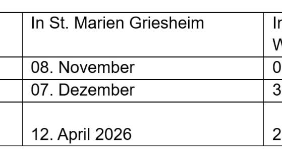 Erstkommunion 2026-Erste Termine