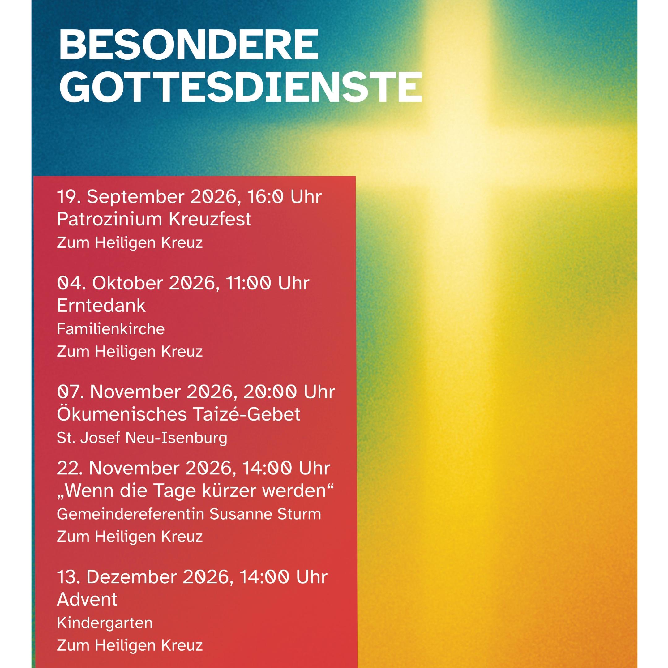Besondere Gottesdienste 2026 II